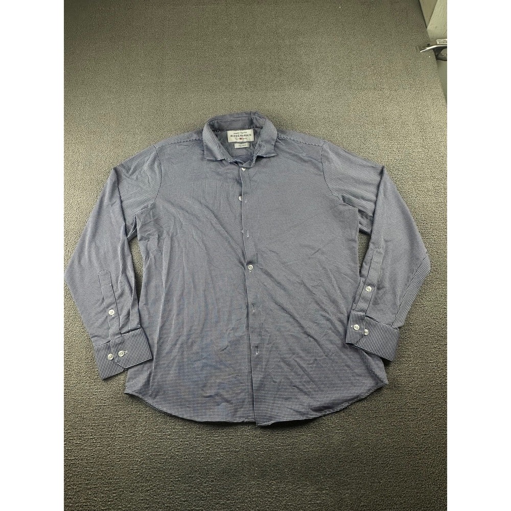 Mizzen Main Spinnaker Collection Shirt Men L Blue Trim Fit Gingham Preppy‎ USA